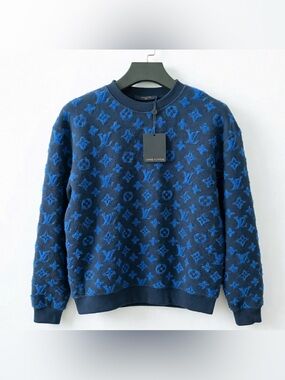 Louis Vuitton Men’s Navy and Bright Blue Monogram Crewneck